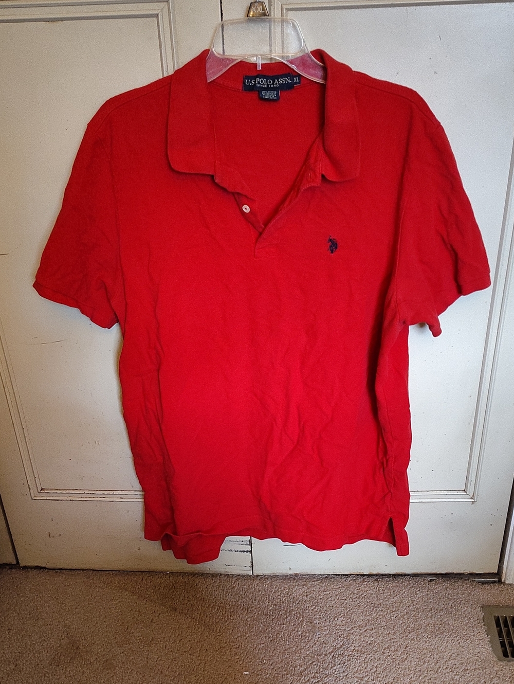 U.S. Polo Assn. Red Short-Sleeve Polo with Navy Logo